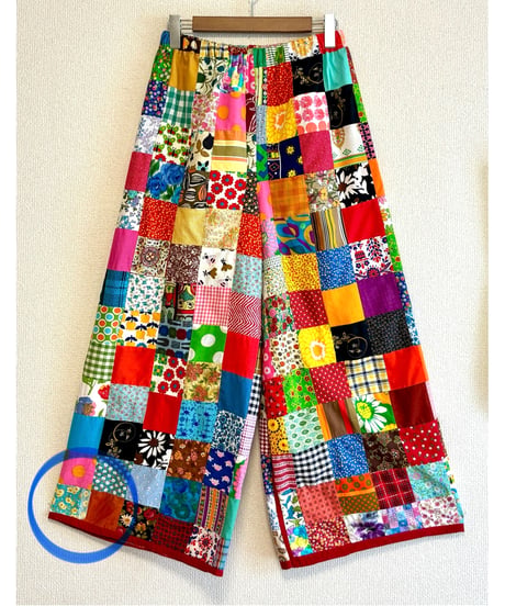 patchwork super wide leg pants