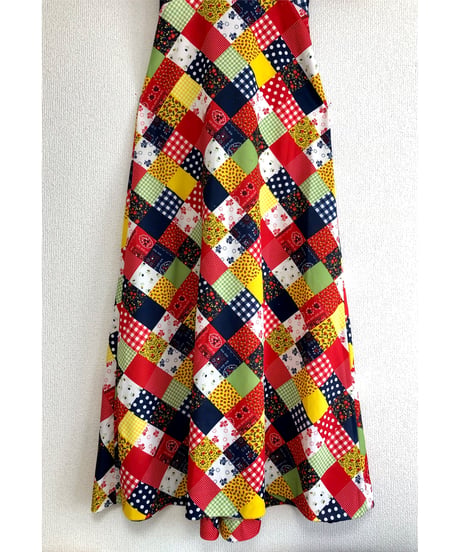 70's patchwork print dress
