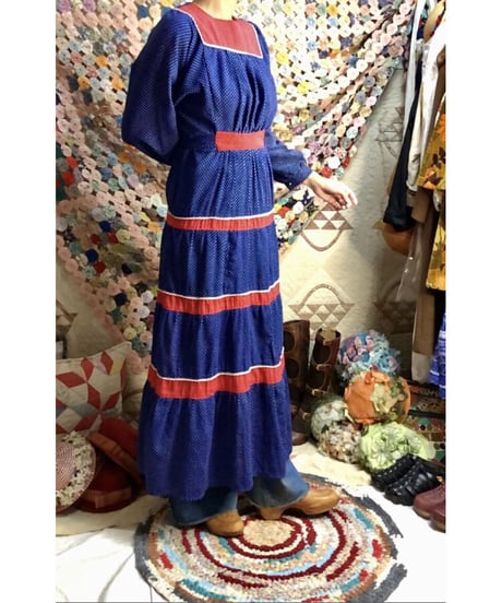 70's polka dots tiered dress
