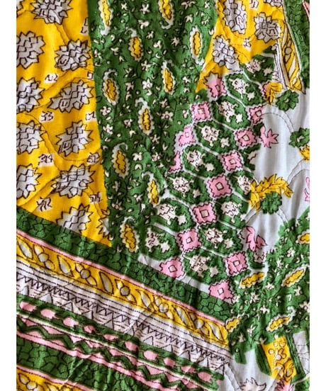 70s patchwork print quilted skirt