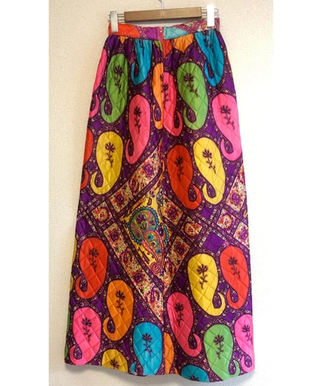70s paisley quilting skirt