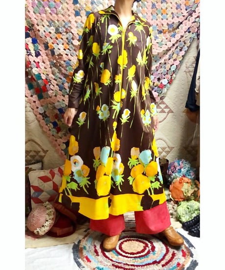 70's flower easy dress
