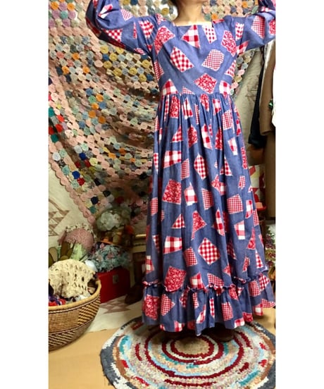70s patch print dress