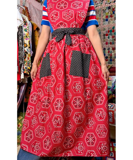 70s design house bandanna print apron dress