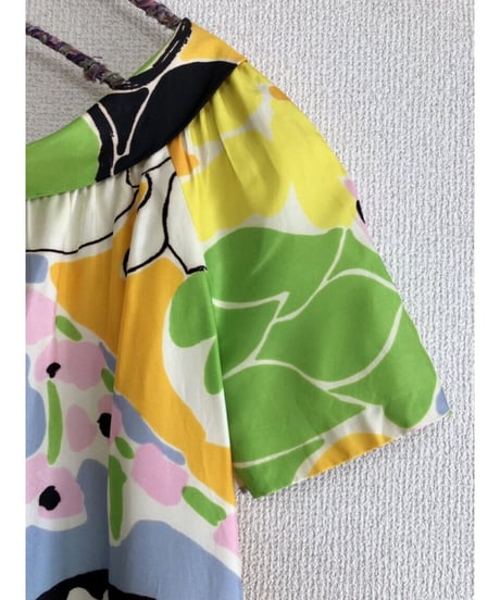 60's flower midi dress