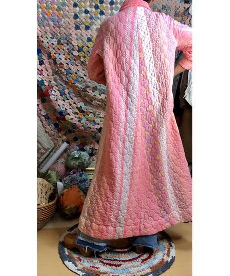 70s quilted flower dress