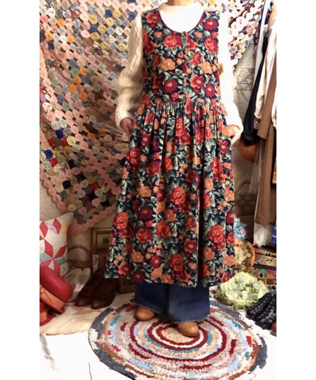 corduroy flower one-piece