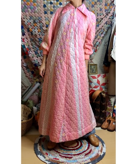 70s quilted flower dress