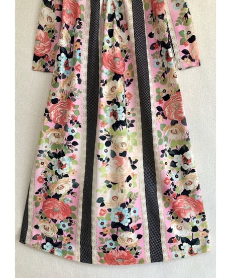 70's flower lace print dress