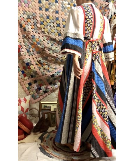 70's patchwork print one-piece