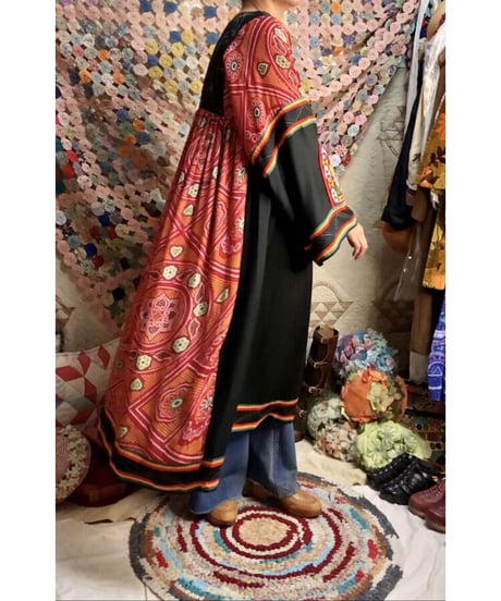 70's mirror work embroidered dress