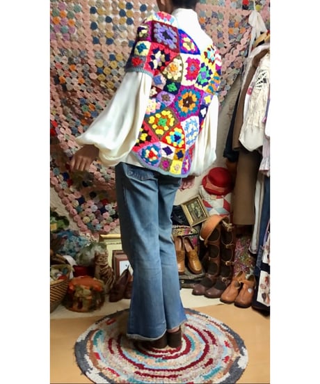 granny square pullover tops