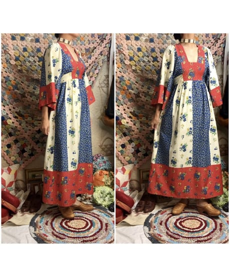1970's flower batik one-piece