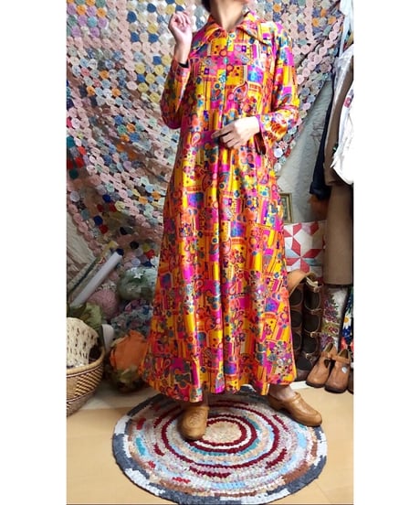 70s  psychedelic flower dress