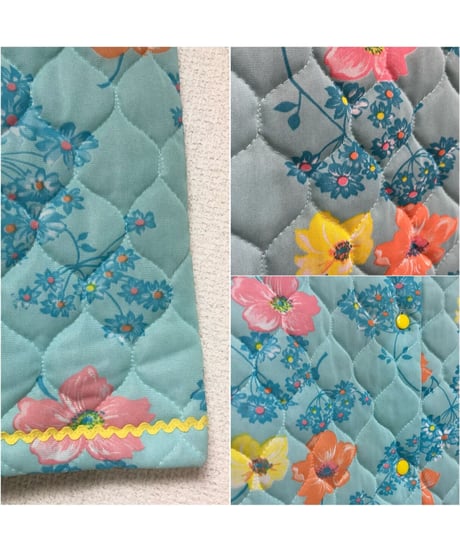 60-70's flower quilting robe