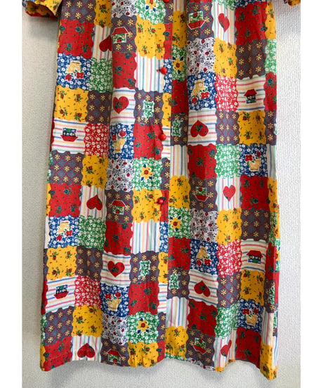 70s patchwork print dress