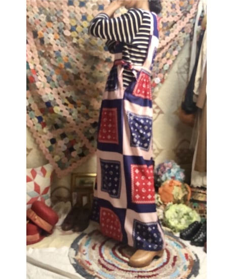 70's bandanna print one-piece