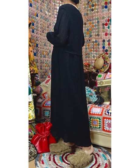 80s black layer dress