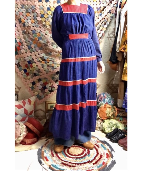 70's polka dots tiered dress