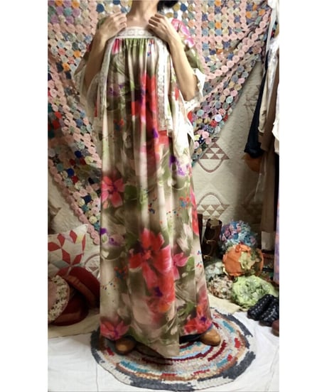 60-70's flower lace dress