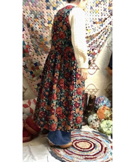 corduroy flower one-piece