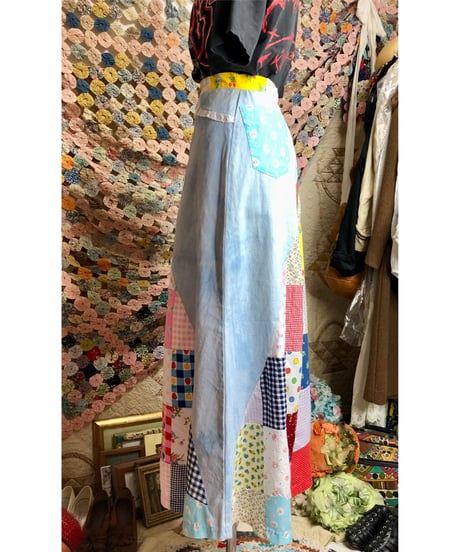 70's denim × patchwork skirt