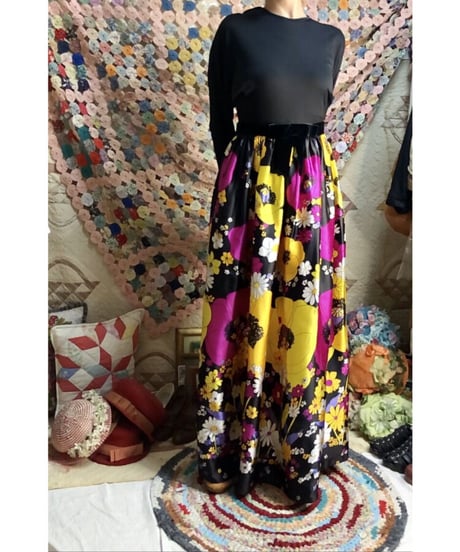 60's　psychedelic flower dress