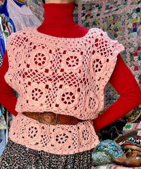 hand knit flower vest