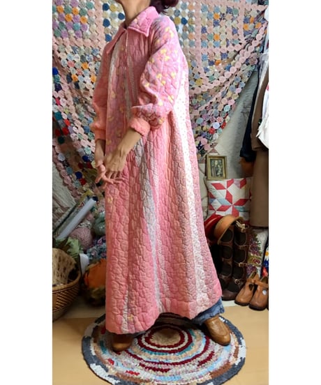 70s quilted flower dress
