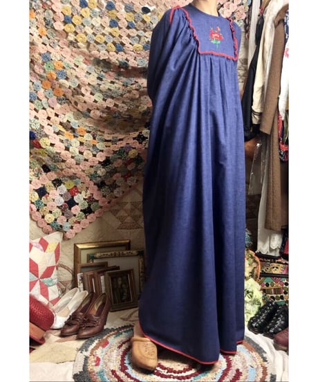 1960-70's hand embroidered kaftan one-piece