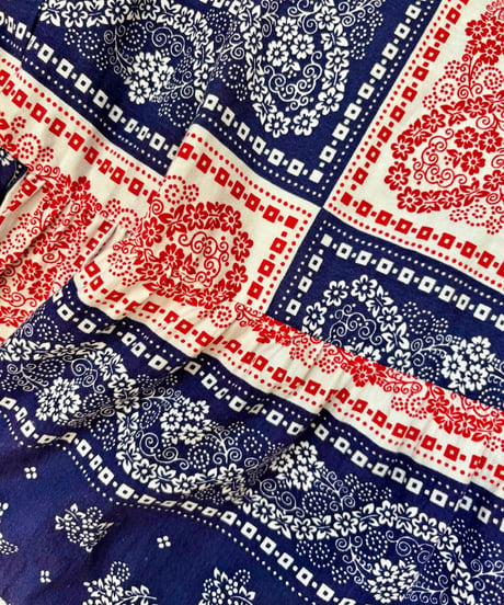 70s bandanna print wide leg pants