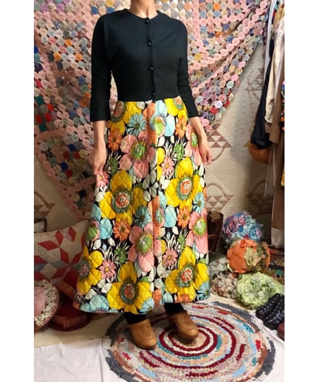 60's flower quilting dress