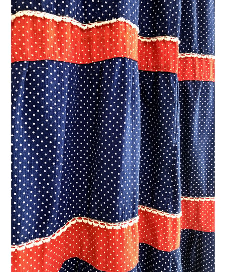 70's polka dots tiered dress