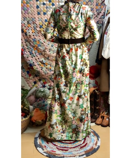 60-70s floral oriental dress