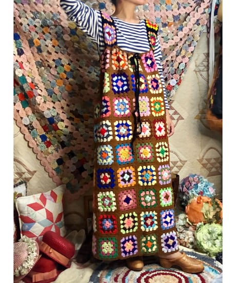 granny square one-piece brown