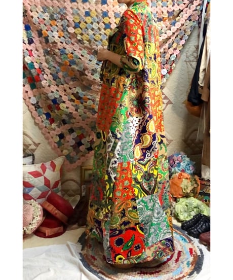 patchwork print paisley dress