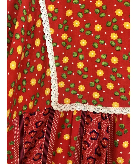70's flower cotton one-piece