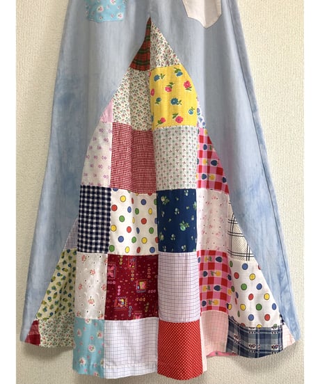 70's denim × patchwork skirt