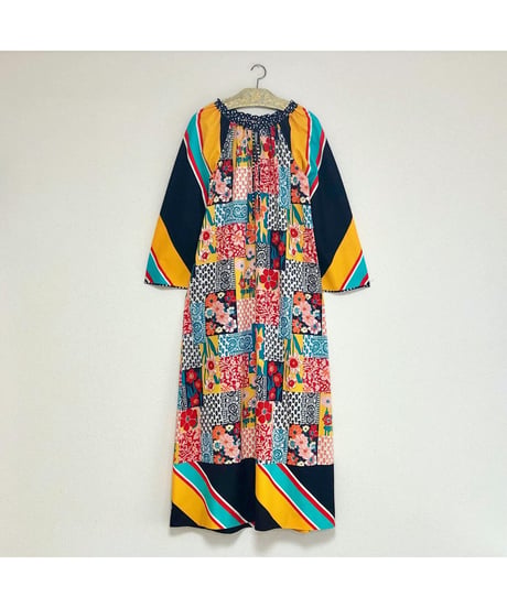 1960-70's patchwork print one-piece