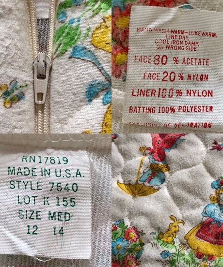 1970's girl's and flower print quilted one-piece