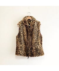 80s faux fur leopard vest