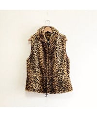 80s faux fur leopard vest