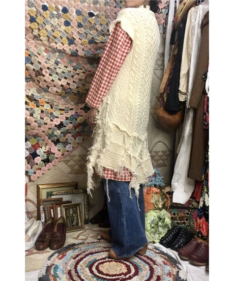 original upcycling cable  knit  vest one-piece