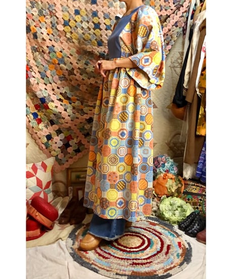 70's patchwork print one-piece ②