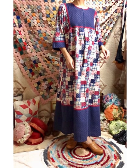 patchwork print dress