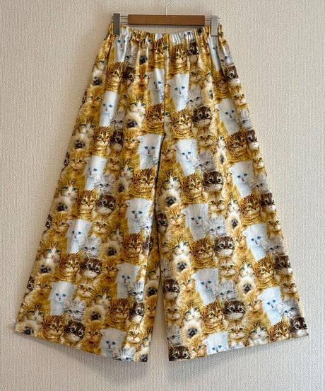 cats print super wide leg pants
