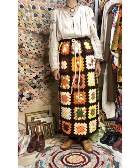 granny square skirt brown