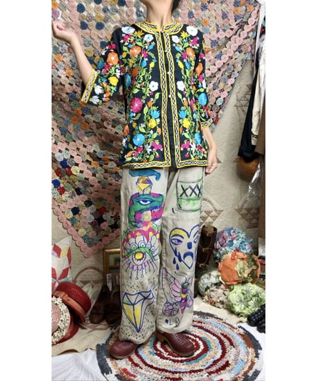 60's floral embroidered shirts