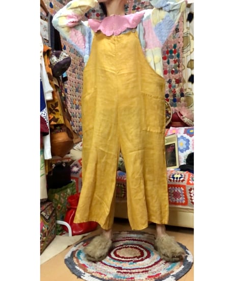 made in italy linen salopette pants