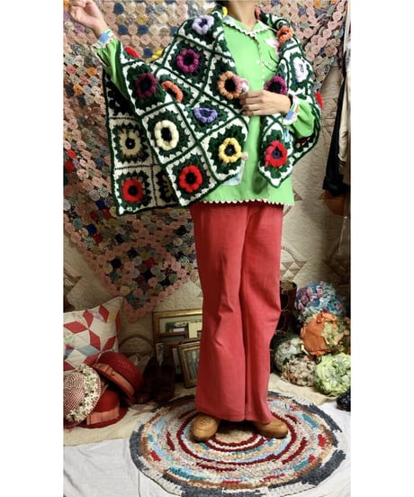 3D granny square flower blanket
